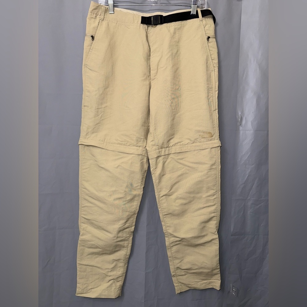The North Face Adult Mens Convertible Pant Shorts 34 Tan Khaki Belted Outdoor